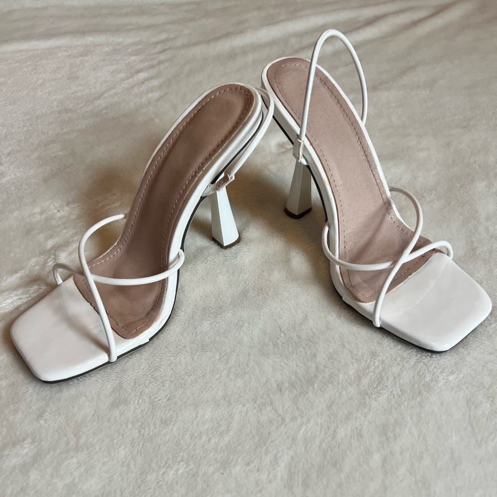 Size 6, white SHEIN strappy heels